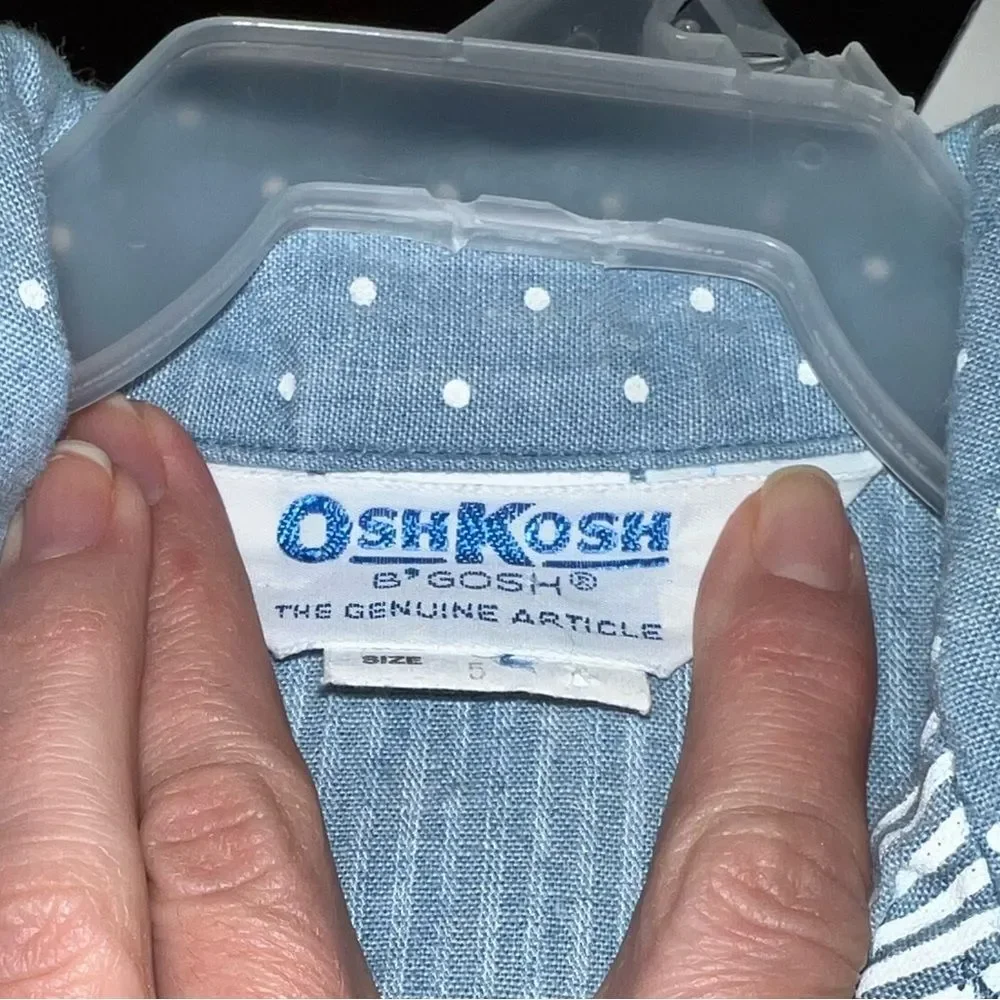 Vintage‎ 1990s Oshkosh Polka Dot Denim Shirt and Pocket Skirt Set